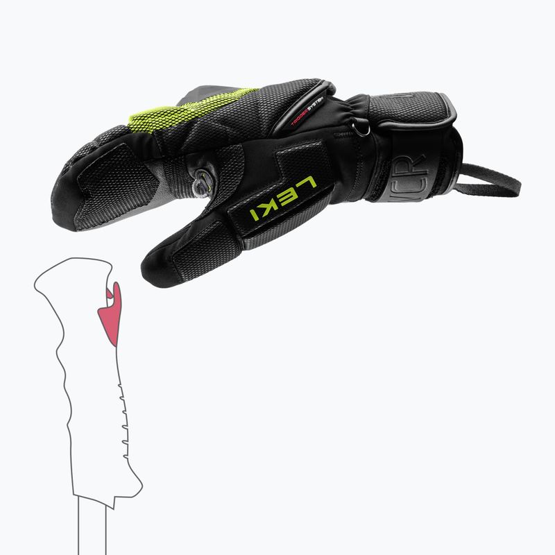 Men's ski gloves LEKI WCR Coach 3D Mitt black/ice lemon 8