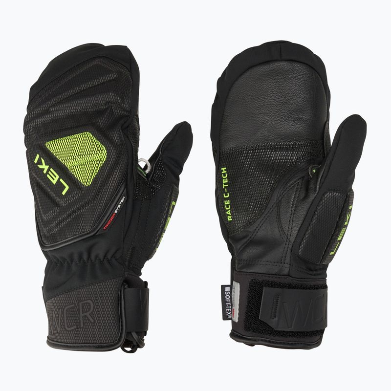 Men's Ski Gloves LEKI WCR C-Tech 3D Mitt black/ ice lemon