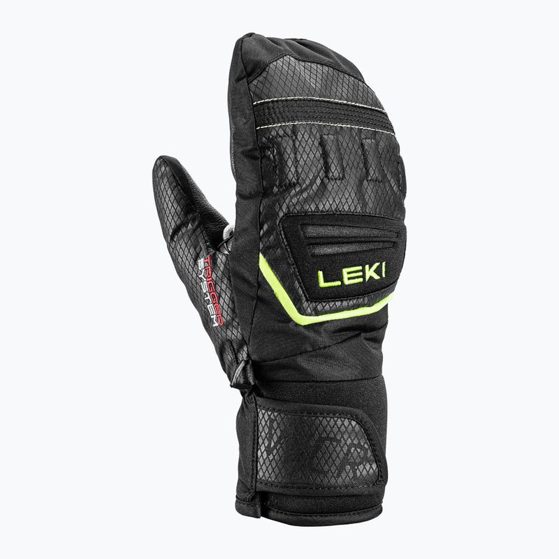 LEKI WCR Team 3D Children's Ski Gloves Junior Mitt black/ ice lemon 8