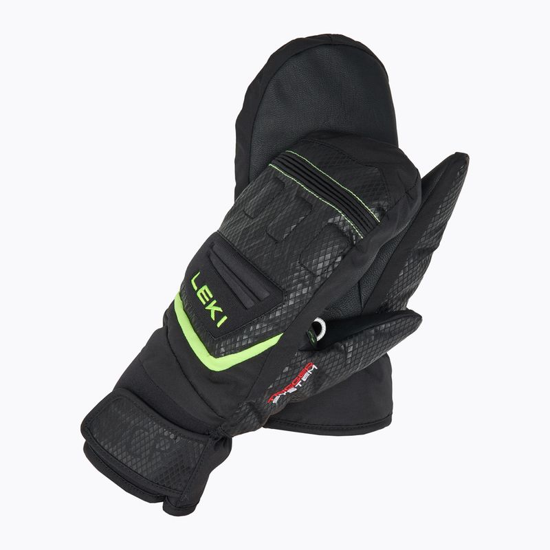 LEKI WCR Team 3D Children's Ski Gloves Junior Mitt black/ ice lemon 2