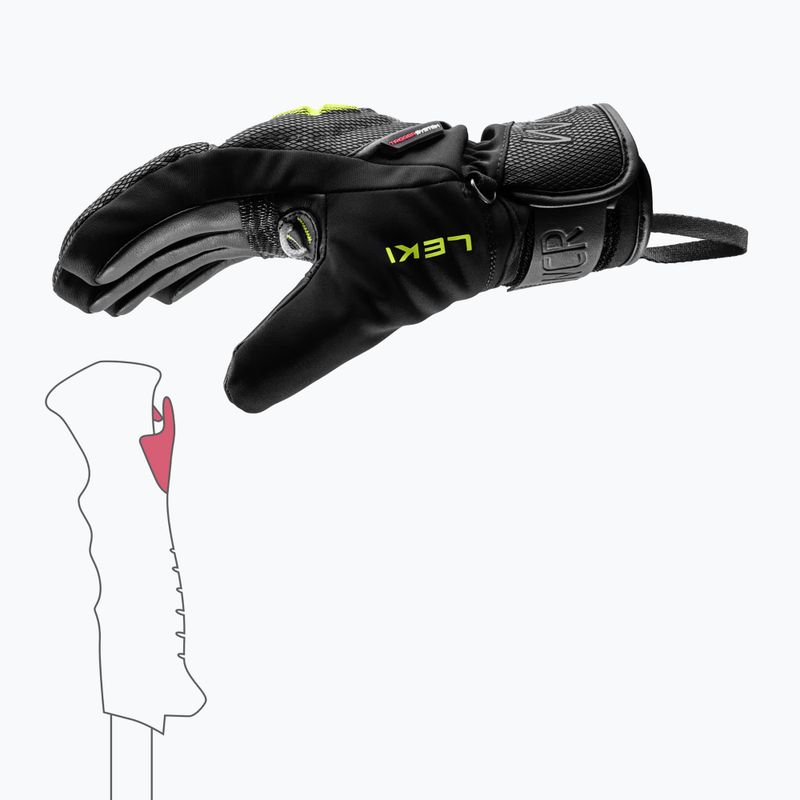 Children's ski gloves LEKI WCR C-Tech 3D Junior black/ice lemon 7