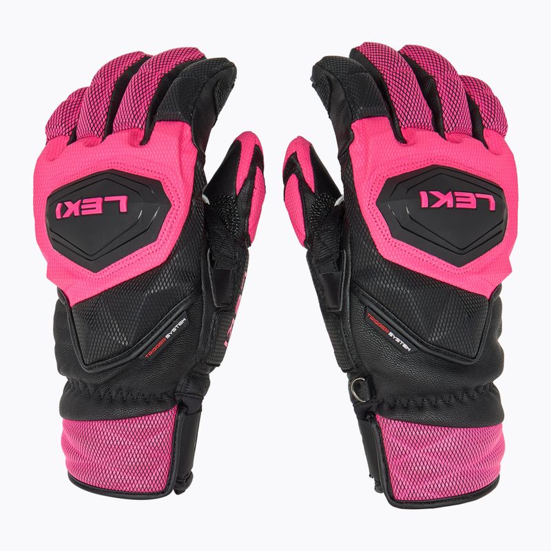 Women's Ski Gloves LEKI WCR Venom SL 3D black/pink 3