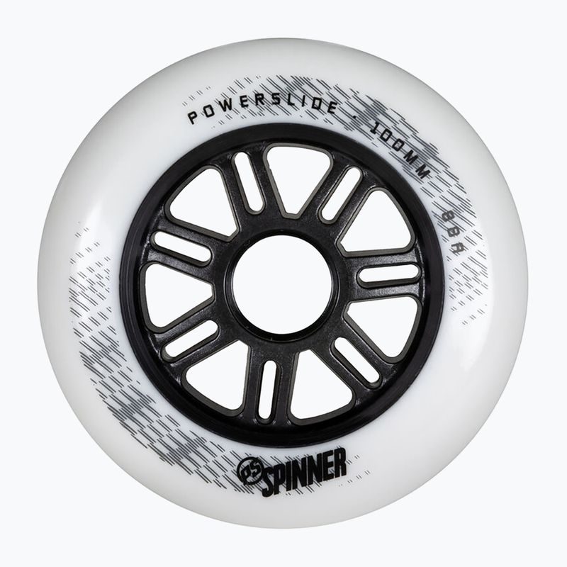 Powerslide Spinner 100 mm/88A rollerblade wheels 3 pcs white.