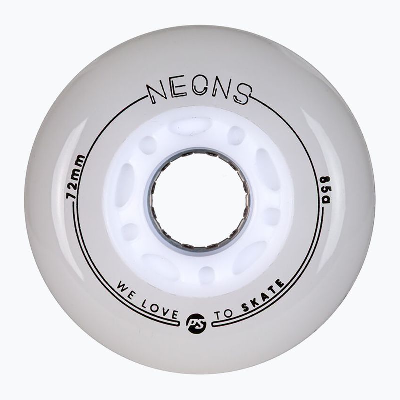 Roller skate wheels Powerslide Neons LED 72 mm/85A 4 pcs. white