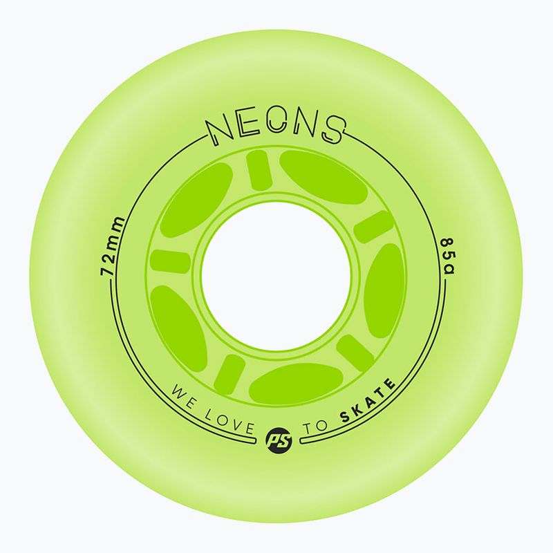 Roller skate wheels Powerslide Neons LED 72 mm/85A 4 pcs. green
