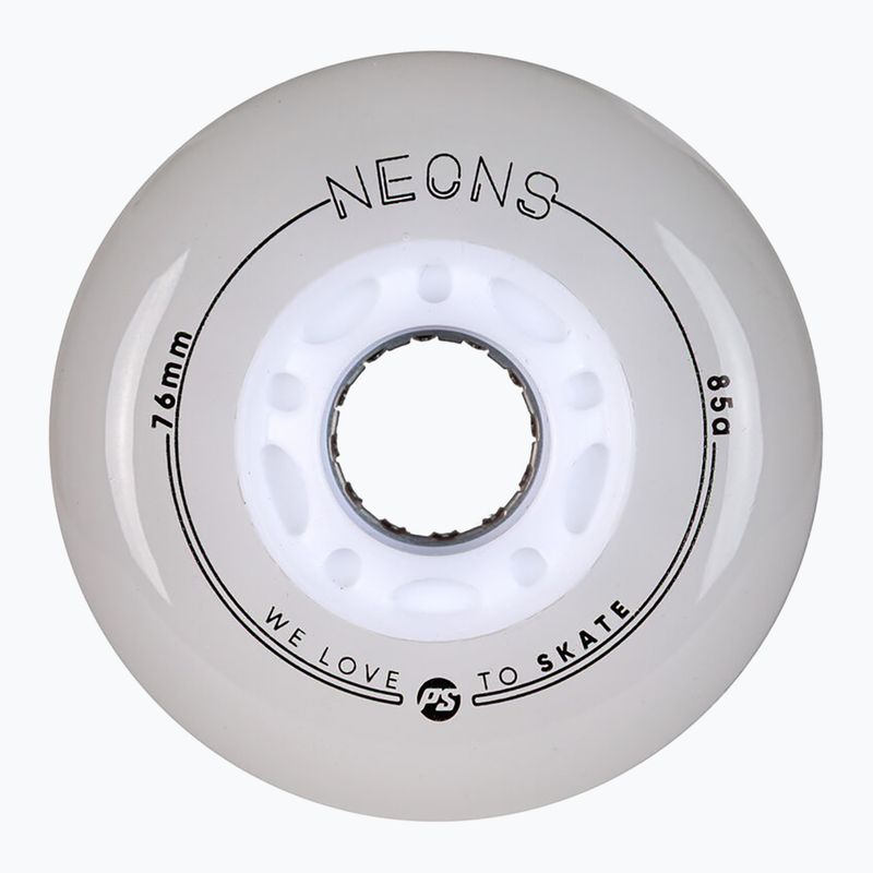 Roller skate wheels Powerslide Neons LED 76 mm/85A 4 pcs. white
