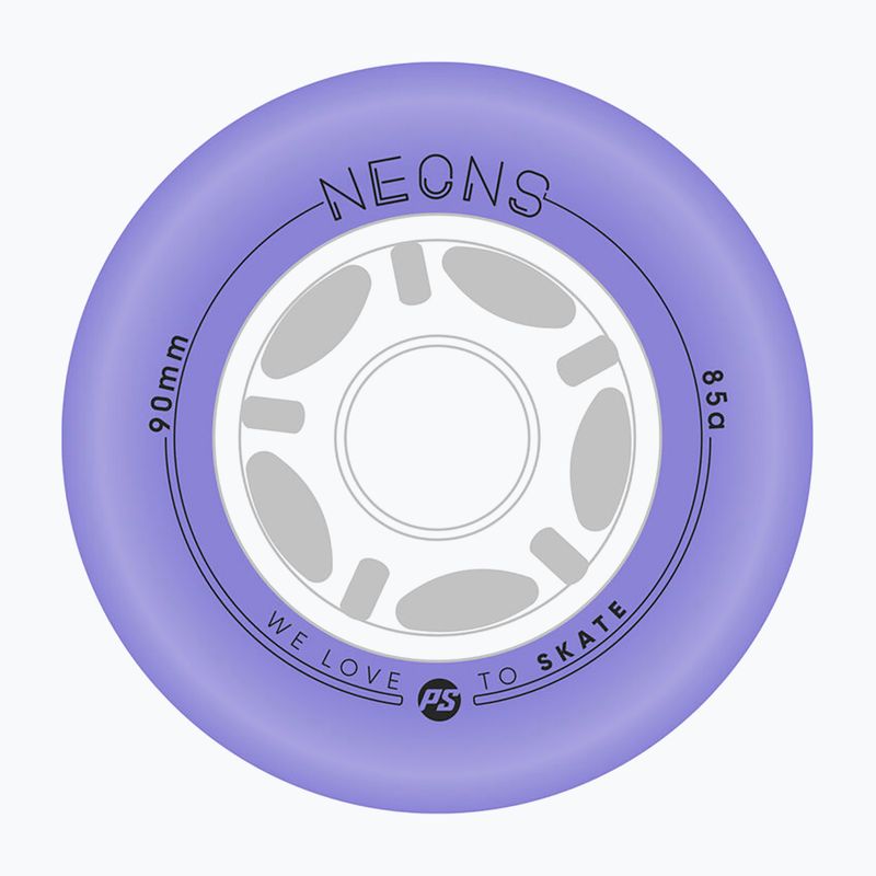 Roller skate wheels Powerslide Neons LED 90 mm/85A 4 pcs. lilac