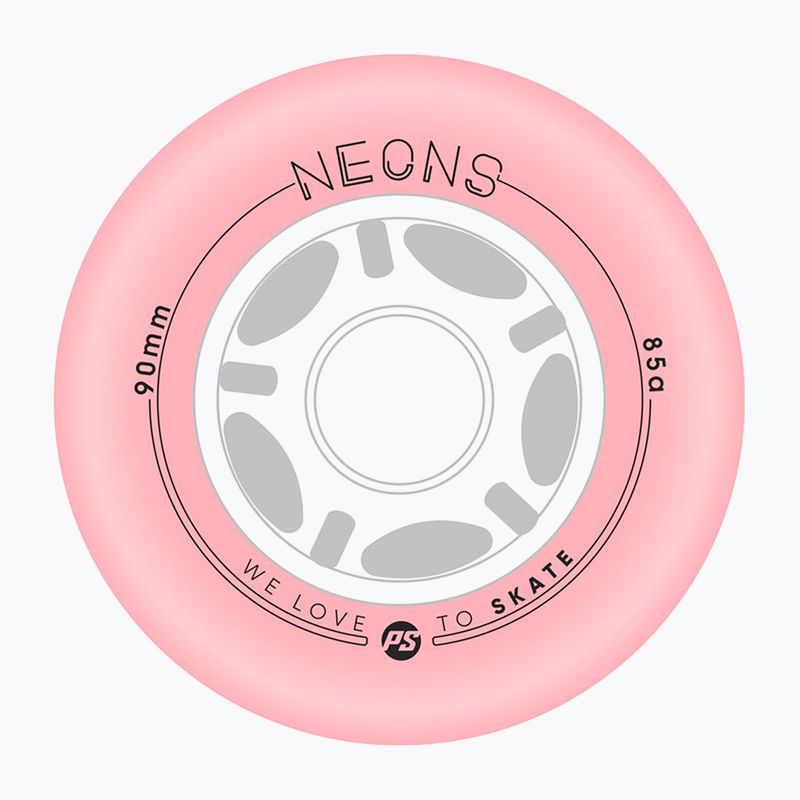 Roller skate wheels Powerslide Neons LED 90 mm/85 A 4 pcs. rose