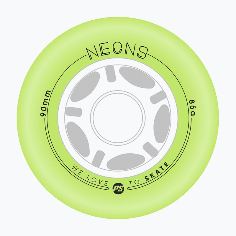 Roller skate wheels Powerslide Neons LED 90 mm/85A 4 pcs. green