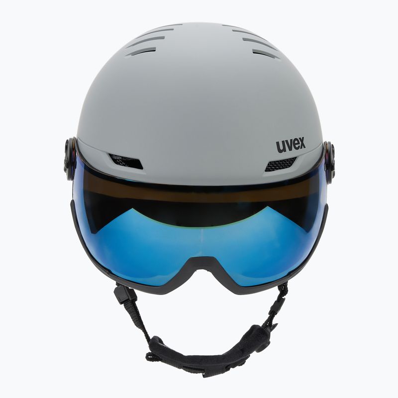 Ski helmet UVEX Wanted Visor rhino matt/mirror blue/smoke 2