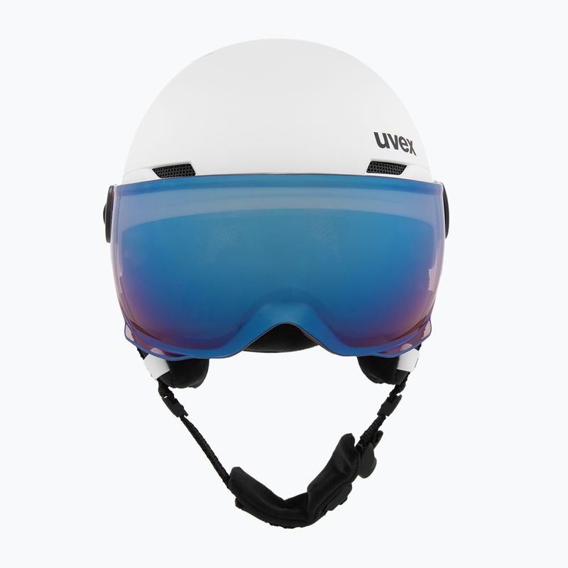 Children's ski helmet UVEX Rocket Visor Jr white/black matt/mirror blue/smoke 2