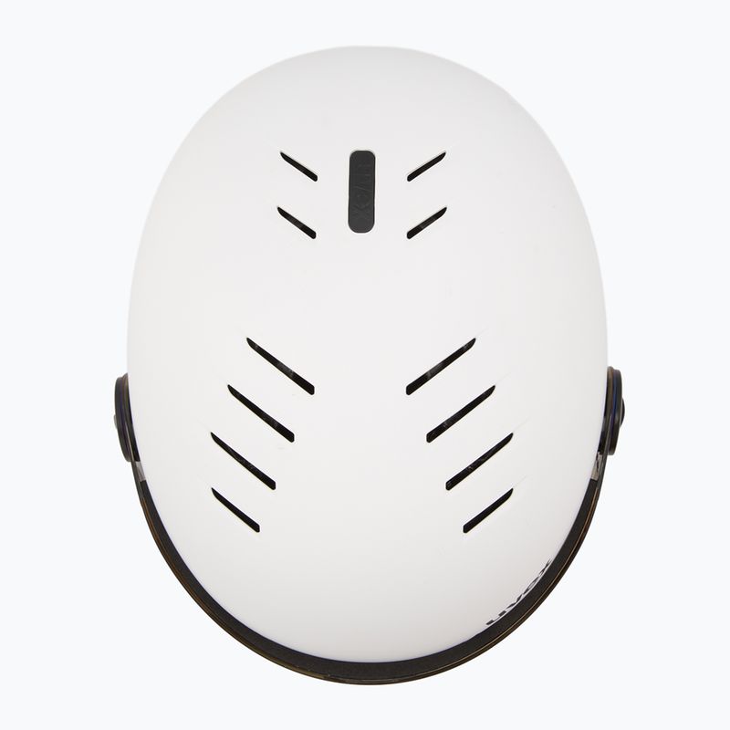 Children's ski helmet UVEX Rocket Visor Jr white/black matt/mirror blue/smoke 6