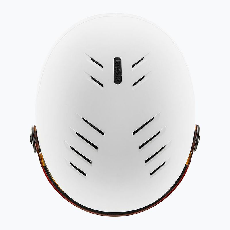 Children's ski helmet UVEX Rocket Visor Jr white/black matt/mirror blue/smoke 5