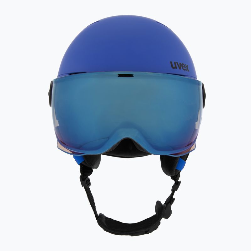 Children's ski helmet UVEX Rocket Visor Jr blue matt/mirror blue/smoke 2