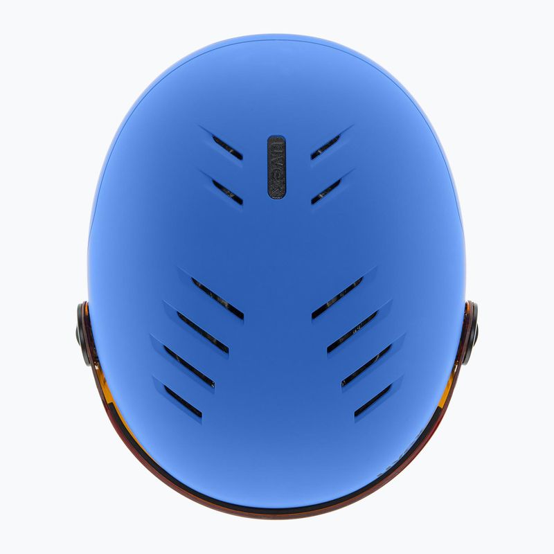 Children's ski helmet UVEX Rocket Visor Jr blue matt/mirror blue/smoke 4
