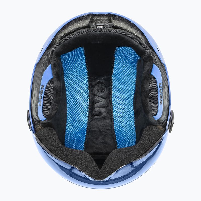 Children's ski helmet UVEX Rocket Visor Jr blue matt/mirror blue/smoke 5