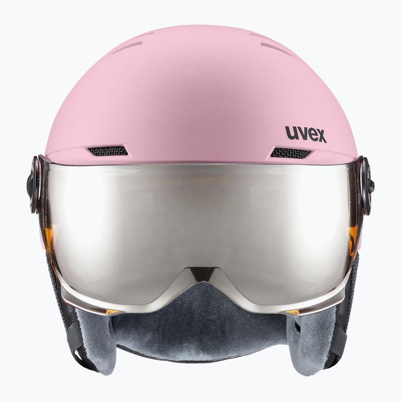 Children's ski helmet UVEX Rocket Visor Jr pink confetti matt/mirror silver/lasergold lite 2