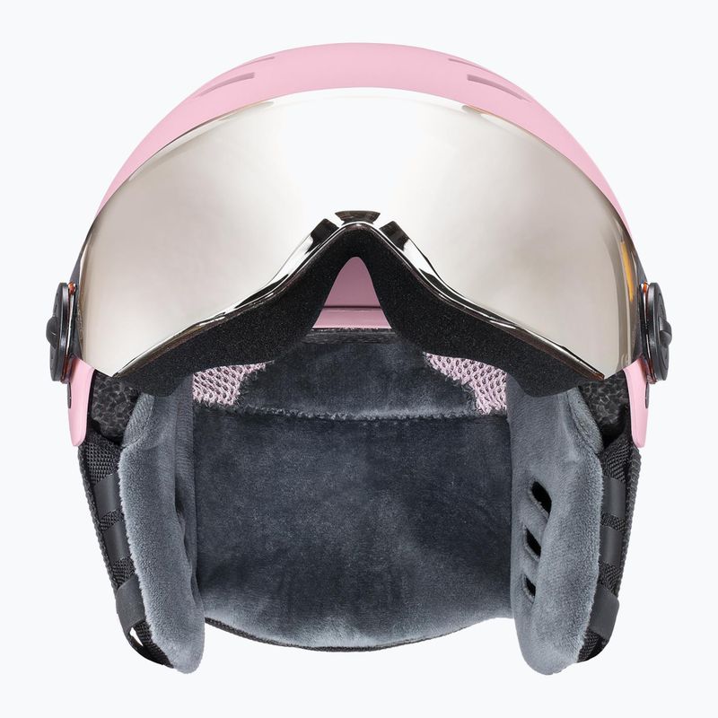 Children's ski helmet UVEX Rocket Visor Jr pink confetti matt/mirror silver/lasergold lite 3