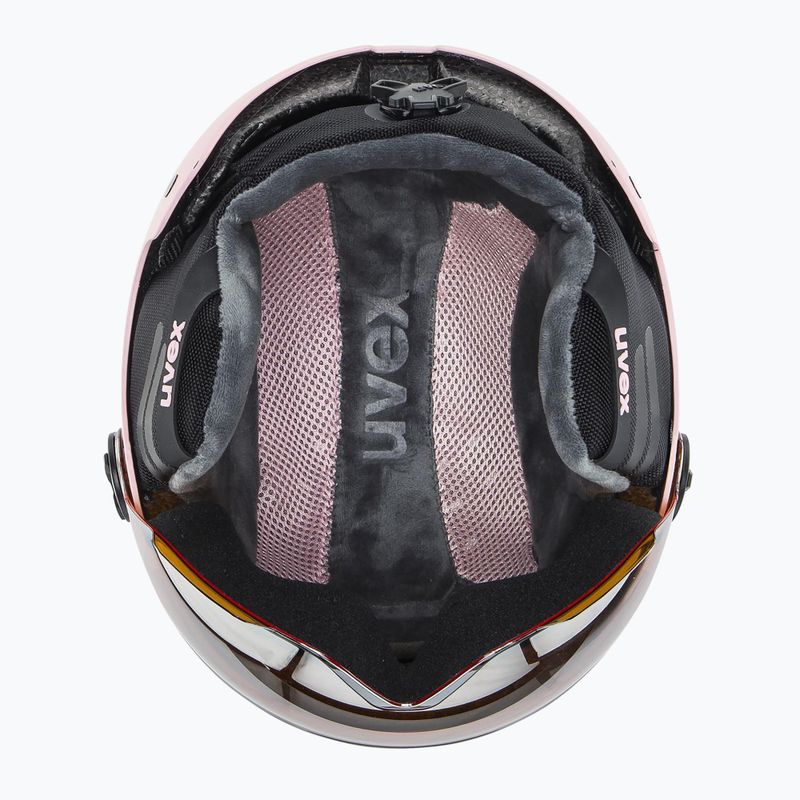 Children's ski helmet UVEX Rocket Visor Jr pink confetti matt/mirror silver/lasergold lite 5