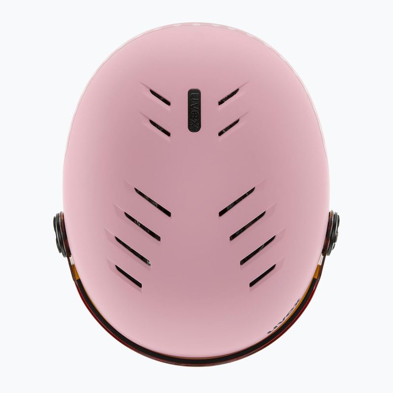 Children's ski helmet UVEX Rocket Visor Jr pink confetti matt/mirror silver/lasergold lite 6