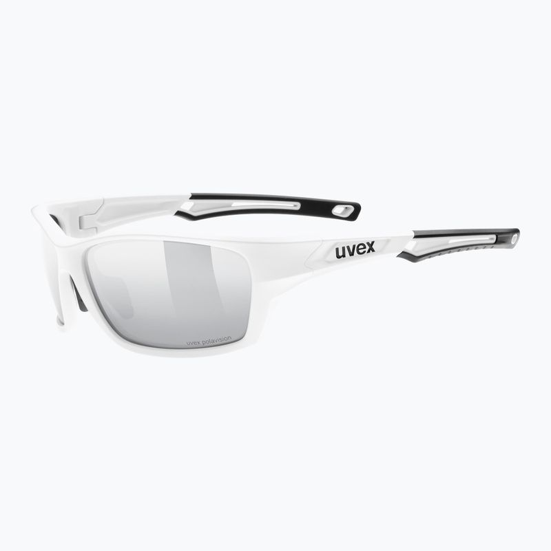 Bicycle goggles UVEX Sportstyle 232 P white mat/polavision mirror silver S5330028850 5