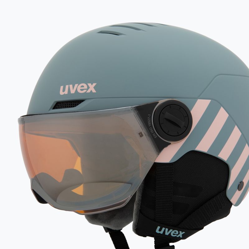 Children's ski helmet UVEX Rocket Visor Jr rhino/blush matt/mirror silver/lasergold lite 7