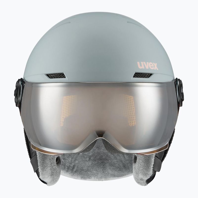 Children's ski helmet UVEX Rocket Visor Jr rhino/blush matt/mirror silver/lasergold lite 2
