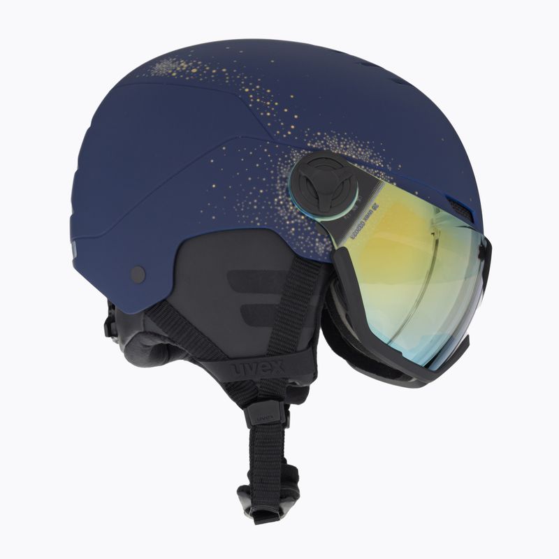 Women's ski helmet UVEX Wanted Visor WE fleece sparkles/gold matt/mirror gold smoke 5