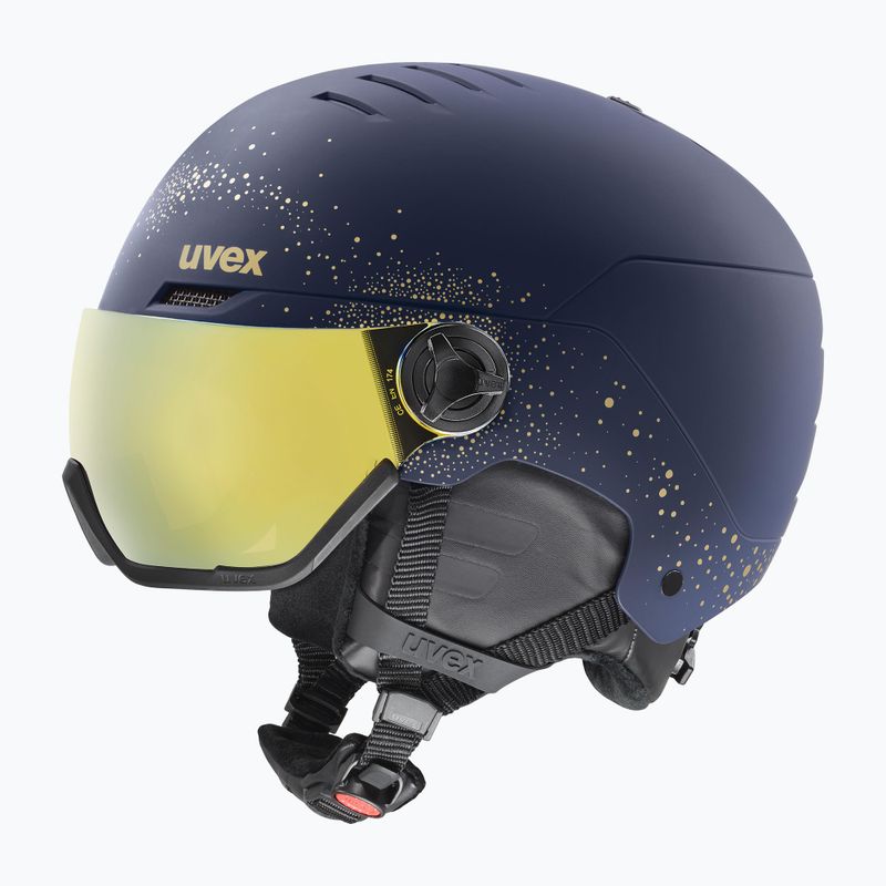 Women's ski helmet UVEX Wanted Visor WE fleece sparkles/gold matt/mirror gold smoke 6