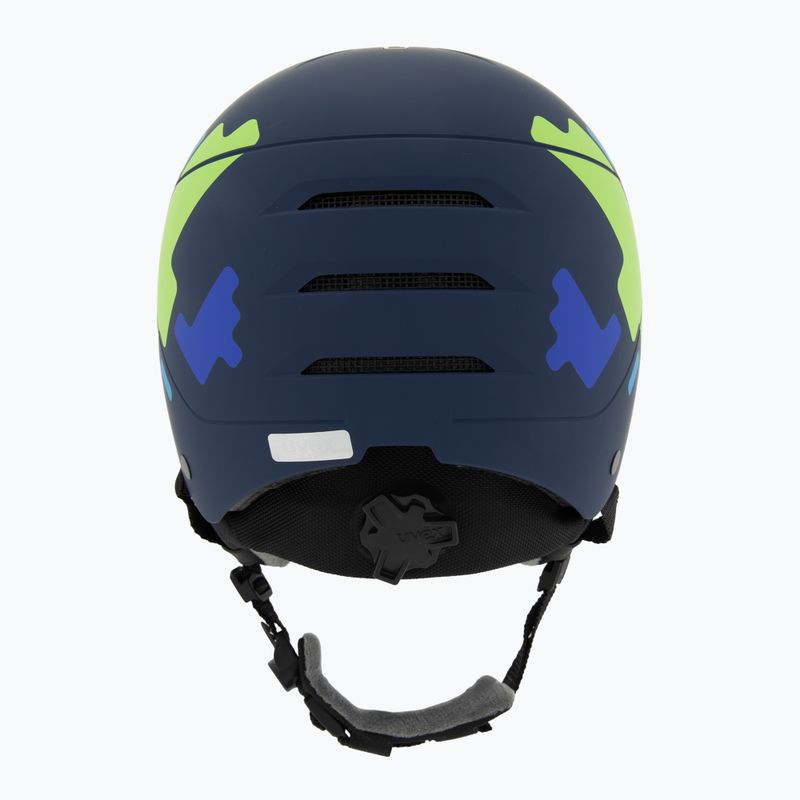 Children's ski helmet UVEX Rocket Visor Jr blue puzzle matt/mirror blue/smoke 4