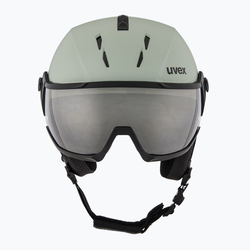 Ski helmet UVEX Instinct Visor oxid green matt/mirror silver/smoke 2