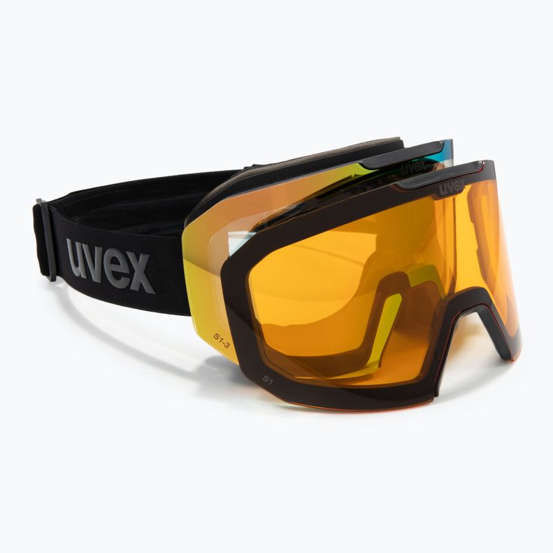 Ski goggles UVEX Evidnt Attract V + case black matt/mirror green clear/yellow
