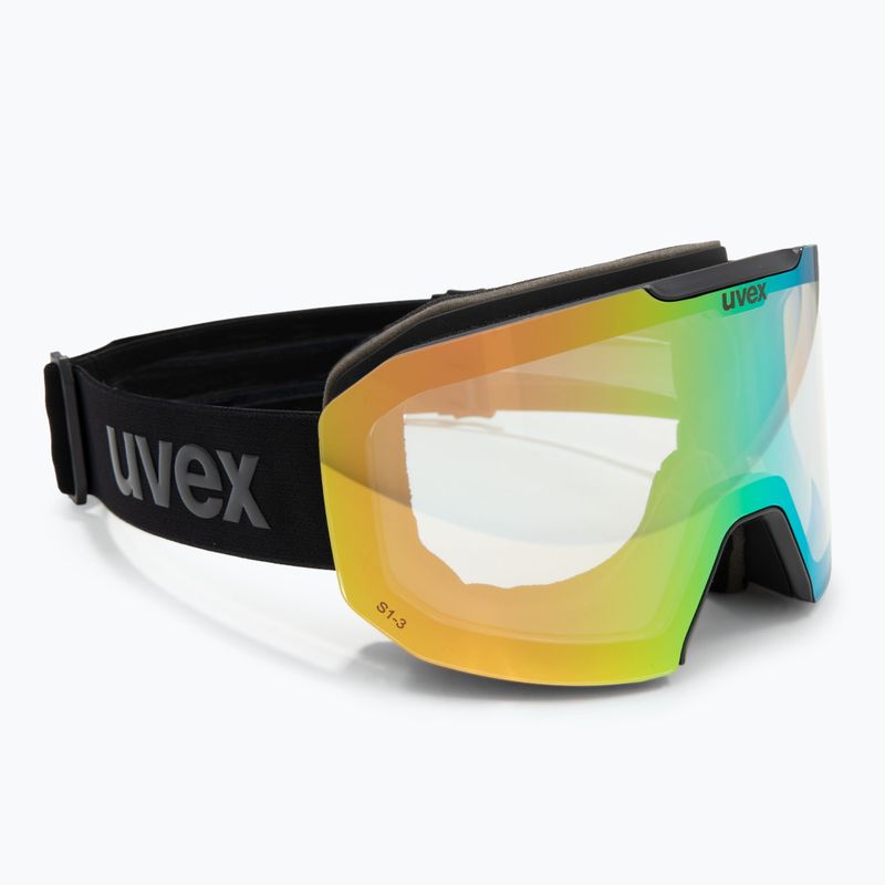 Ski goggles UVEX Evidnt Attract V + case black matt/mirror green clear/yellow 2