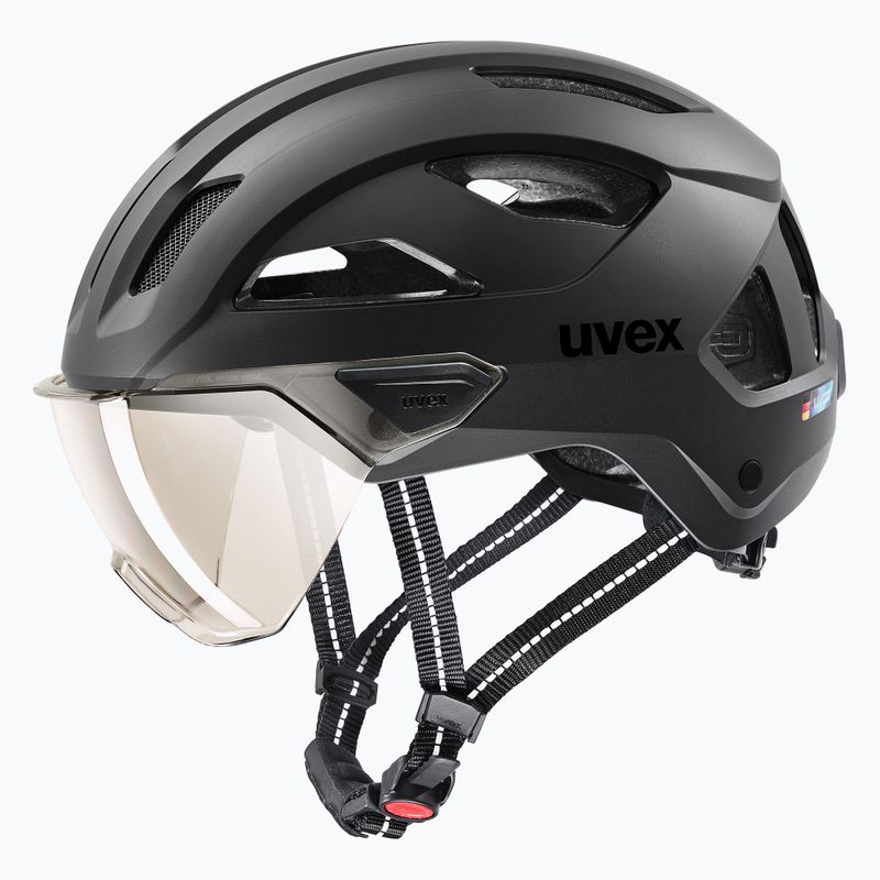 Bike helmet UVEX Stride Visor black matt/litemirror silver