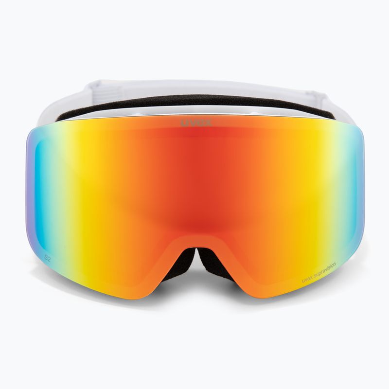 Children's ski goggles UVEX Pwdr FM white matt/mirror rainbow/green/clear 2
