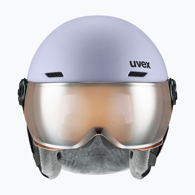 Children's ski helmet UVEX Rocket Visor Jr cool lavender abstract matt/mirrorsilver/lasergold 2