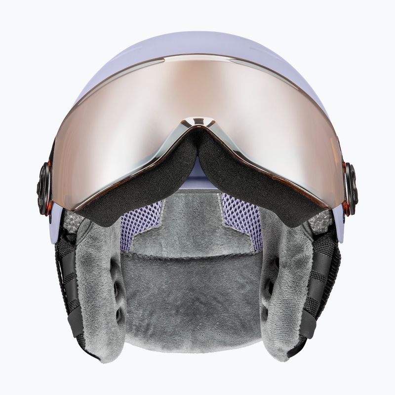 Children's ski helmet UVEX Rocket Visor Jr cool lavender abstract matt/mirrorsilver/lasergold 3