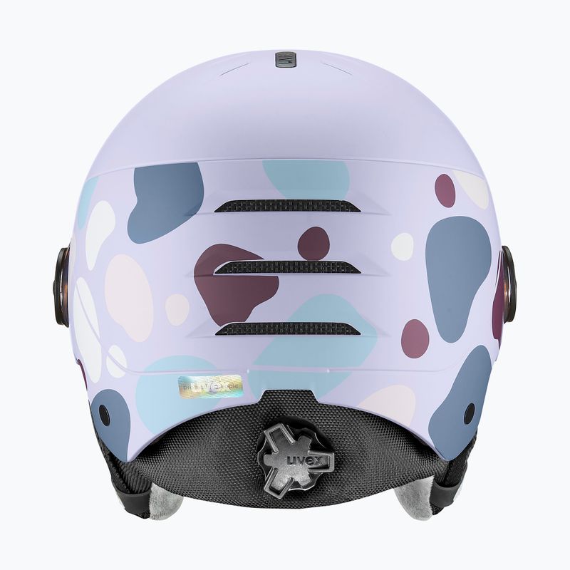 Children's ski helmet UVEX Rocket Visor Jr cool lavender abstract matt/mirrorsilver/lasergold 4