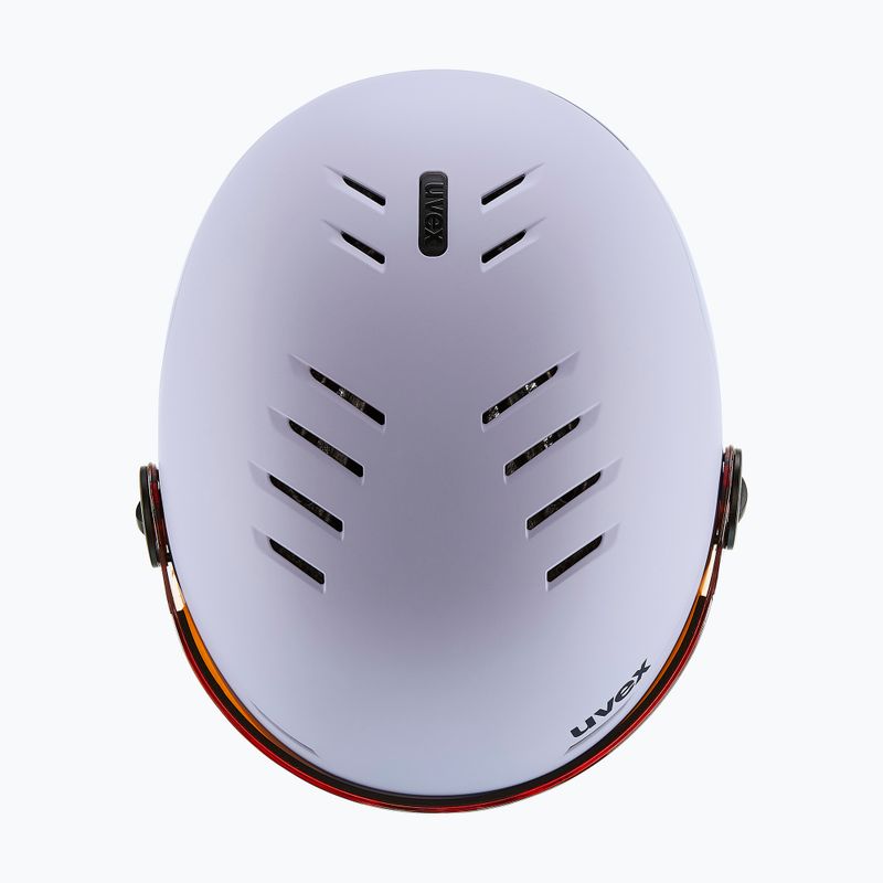 Children's ski helmet UVEX Rocket Visor Jr cool lavender abstract matt/mirrorsilver/lasergold 5