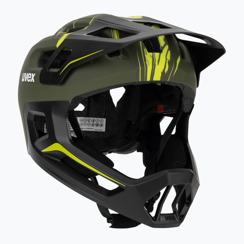 Children's bike helmet UVEX React Fullface Jr dark olive matt
