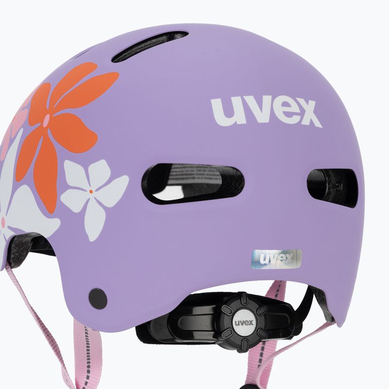Children's helmet UVEX Kid 4 Style flower lilac matt 8