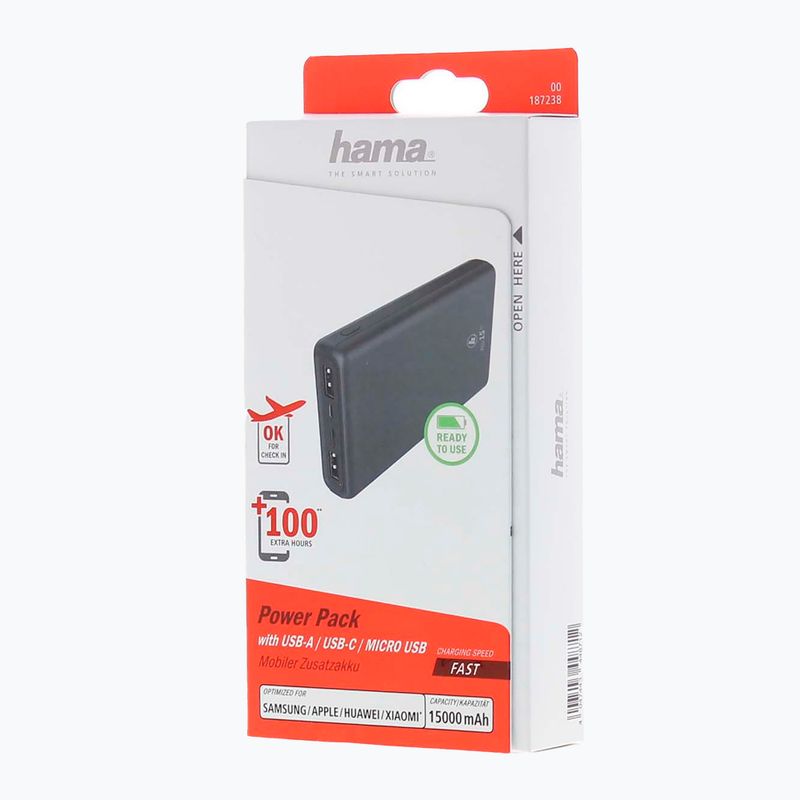 Hama Powerbank ALU15HD Power Pack 15000 mAh black 1872380000