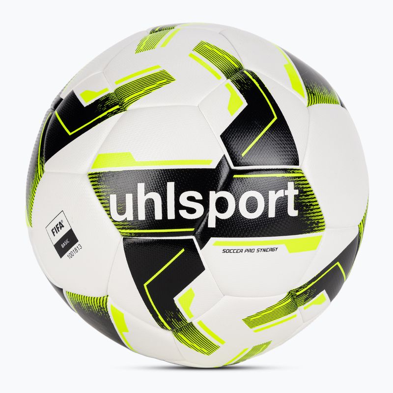 Soccer ball uhlsport Soccer Pro Synergy white/black/fluo yellow size 5