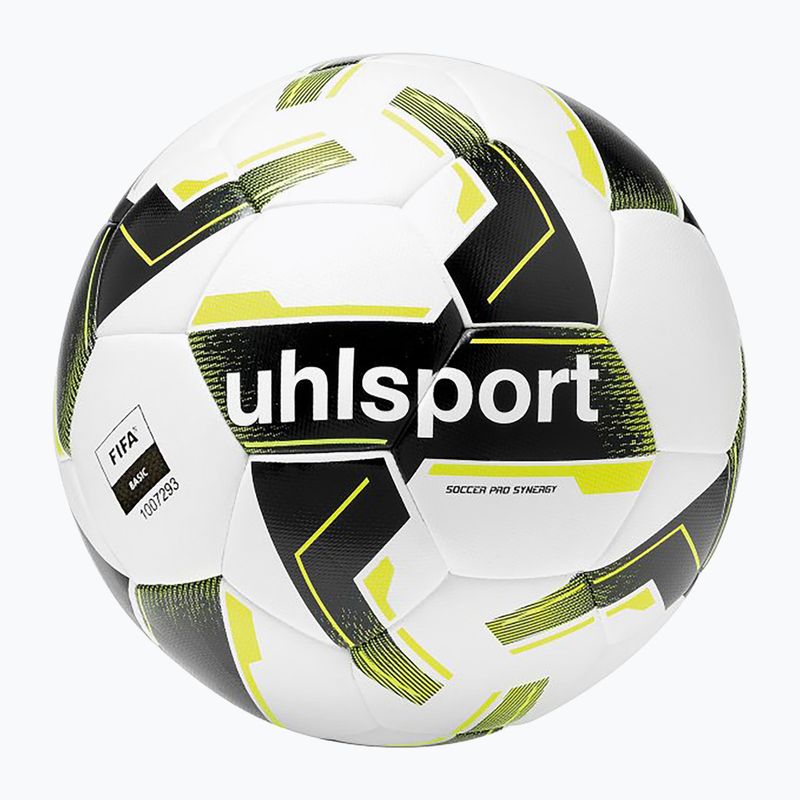 Soccer ball uhlsport Soccer Pro Synergy white/black/fluo yellow size 5 4