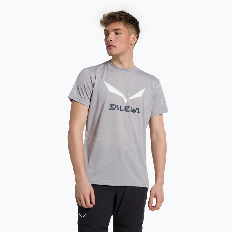 Men's Salewa Solidlogo Dry grey trekking shirt 00-0000027018