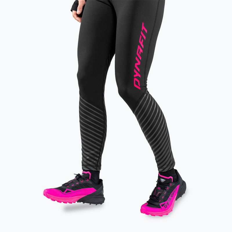 DYNAFIT Reflective women's running leggings black out pink glo 4