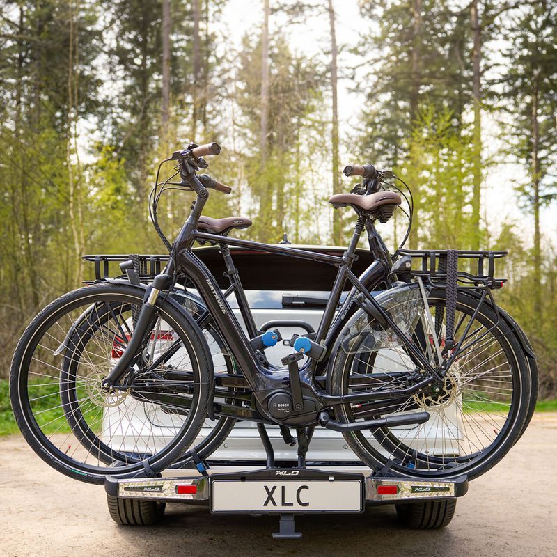 XLC Azura Xtra LED 2Bikes hitch rack silver/black 19