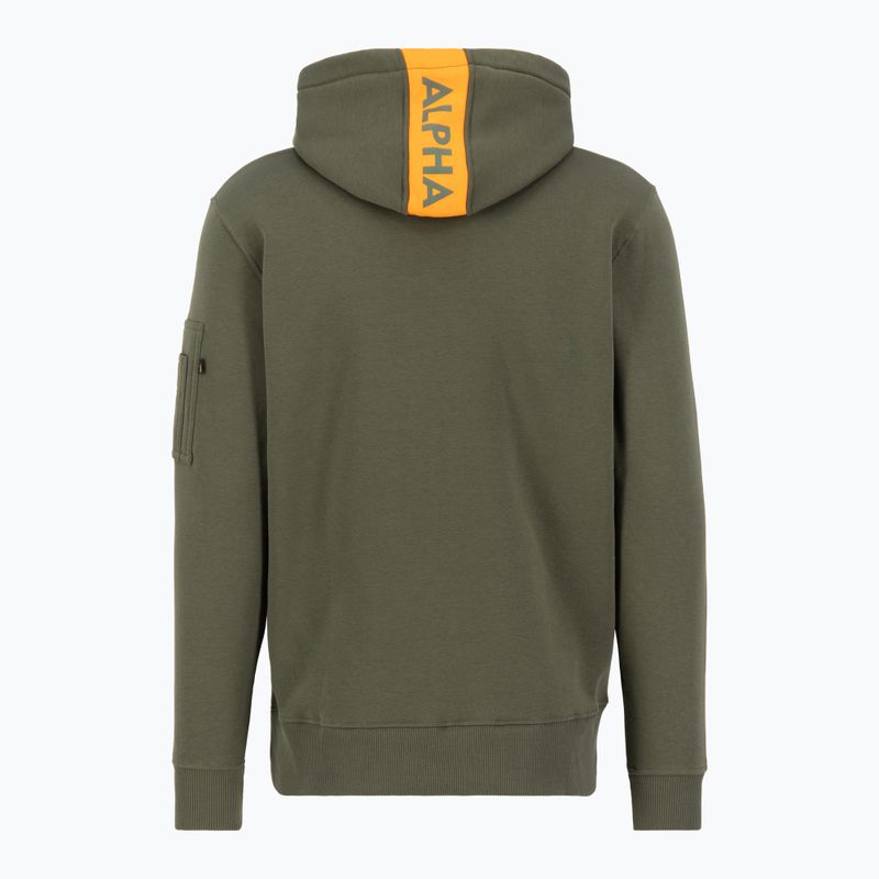 Men's Alpha Industries Red Stripe Hoodie dark green 2