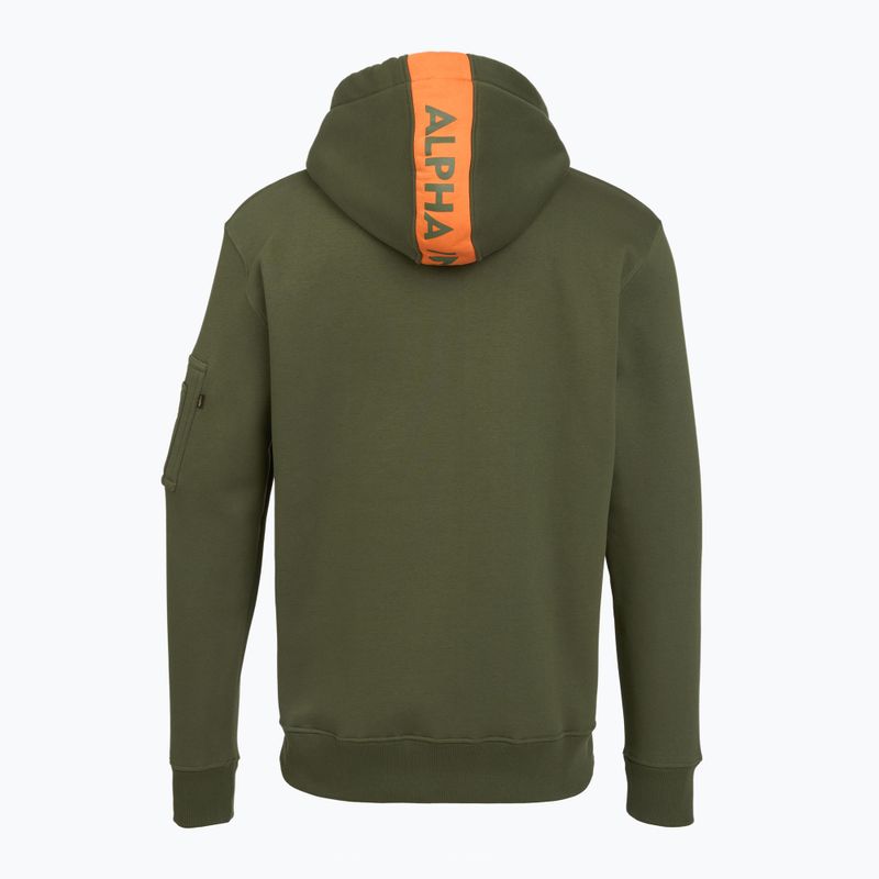 Men's Alpha Industries Red Stripe Hoodie dark green 2