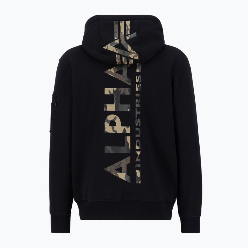 Men's Alpha Industries Back Print Camo Sweatshirt black/woodland 4